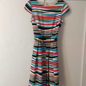 Anne Klein "Retro" 1950's Style Pleated A-Line Dress - Size 10